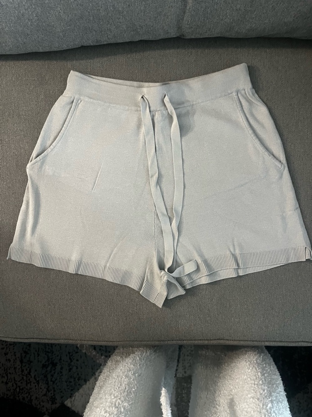 H&M Light Grey Knit Drawstring Lounge Shorts